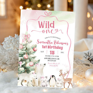 Arktis-Tiere Coquette Wild One Mädchen 1. Geburtst Einladung