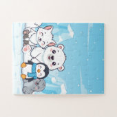 Arktis-Tiere Kinderpuzzle | Süßer Eisbär Fuchs P Puzzle (Horizontal)