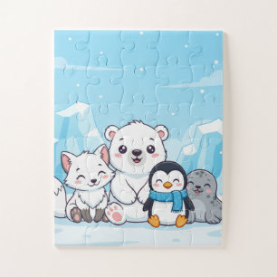 Arktis-Tiere Kinderpuzzle Süßer Eisbär Fuchs P Puzzle