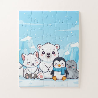 Arktis-Tiere Kinderpuzzle | Süßer Eisbär Fuchs P Puzzle