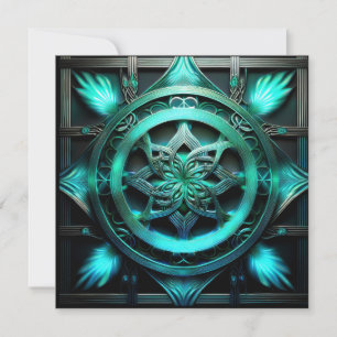 Arktisch blaue Mandala-Style-Fraktale im Rahmen Einladung