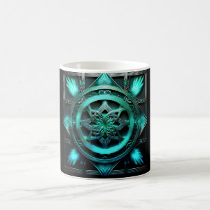 Arktisch blaue Mandala-Style-Fraktale im Rahmen Kaffeetasse