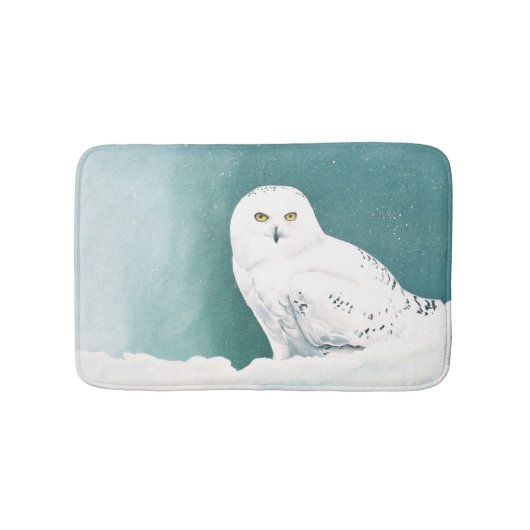 Arktische Aquamarine Schneeauwl Badematte (Vorderseite)