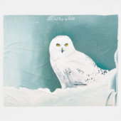 Arktische Aquamarine Schneeauwl Fleecedecke (Vorderseite (Horizontal))