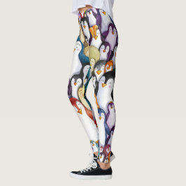 Arktische Aura: Pinguin-Design Aquarellfarben-Legg Leggings