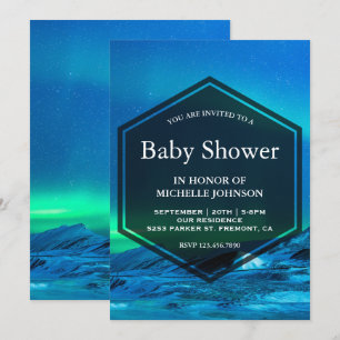 Arktische Aurora Nordlichter Baby Shower Einladung