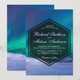 Arktische Eis-Aurora-Polarlichter-Hochzeitseinladu Einladung
