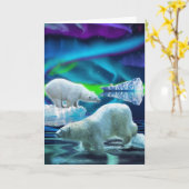 Arktische Eisbären u. Aurora-Kunst-Gruß-Karten Karte (Gelbe Blume)