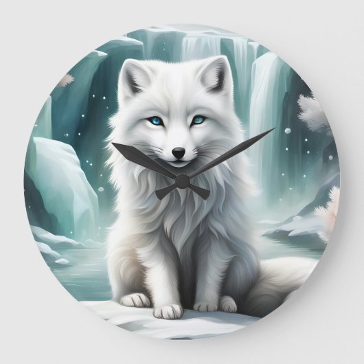 Arktische Fox Große Wanduhr (Vorderseite)