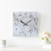 Arktische Fox Quadratische Wanduhr (Zuhause)
