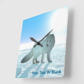 Arktische Fox Quadratische Wanduhr (Winkel)