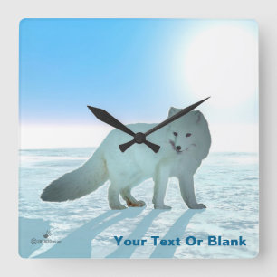 Arktische Fox Quadratische Wanduhr