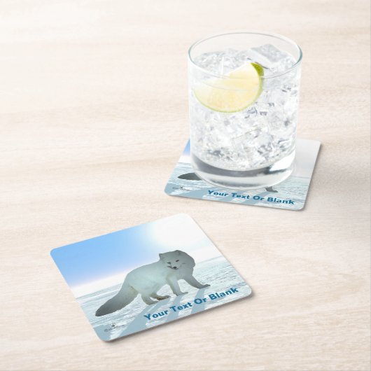 Arktische Fox Rechteckiger Pappuntersetzer (Vor Ort)