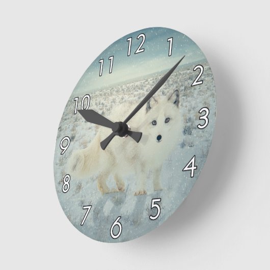 Arktische Fox Runde Wanduhr (Winkel)