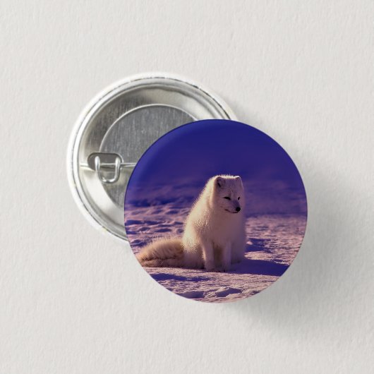 Arktische Fox Winterschneelandschaft Button (Vorne & Hinten)