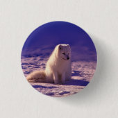Arktische Fox Winterschneelandschaft Button (Vorderseite)