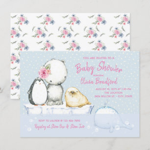 Arktische Freunde Winter-Baby-Shower-Einladungen Einladung