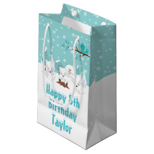 Arktische Füchse Winter Blue Happy Geburtstag klei Kleine Geschenktüte