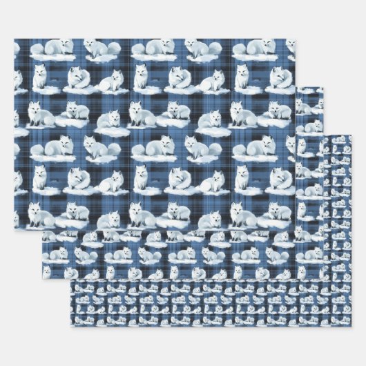 Arktische Füchse Winter Weihnachten Tartan Kariert Geschenkpapier Set (Set)