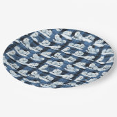 Arktische Füchse Winter Weihnachten Tartan Kariert Pappteller (Schrägansicht)