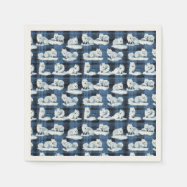 Arktische Füchse Winter Weihnachten Tartan Kariert Serviette