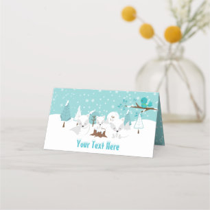 Arktische Füchse Winter Wonderland Baby Dusche Platzkarte