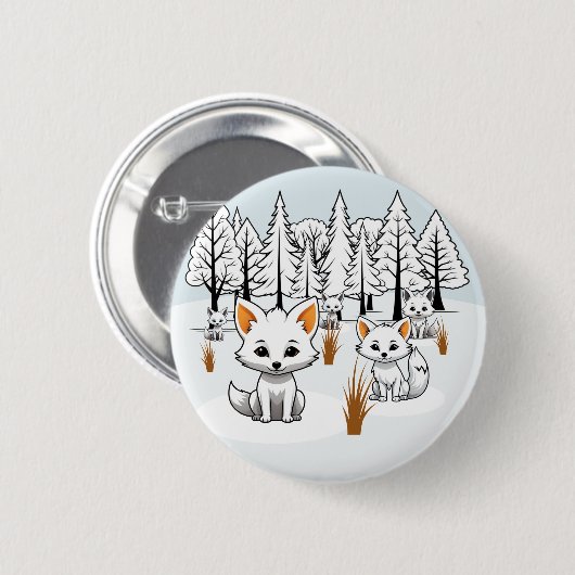 Arktische Füchse - Winterlandschaft Button (Vorne & Hinten)