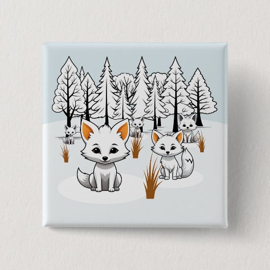Arktische Füchse - Winterlandschaft Button (Vorderseite)