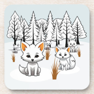 Arktische Füchse - Winterlandschaft Getränkeuntersetzer