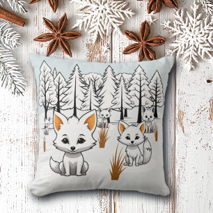 Arktische Füchse - Winterlandschaft Kissen