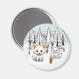 Arktische Füchse - Winterlandschaft Magnet