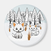 Arktische Füchse - Winterlandschaft Magnet (Vorne)