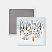 Arktische Füchse - Winterlandschaft Magnet (Vorderseite/Rückseite)
