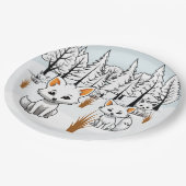 Arktische Füchse - Winterlandschaft Pappteller (Schrägansicht)