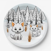 Arktische Füchse - Winterlandschaft Pappteller (Vorderseite)