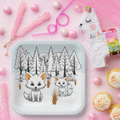 Arktische Füchse - Winterlandschaft Pappteller (Party)