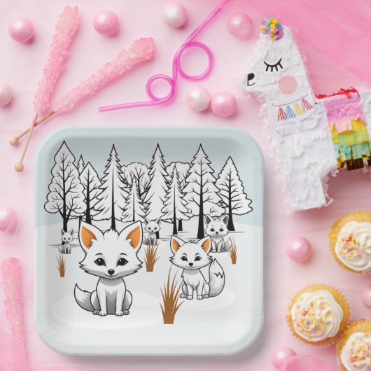 Arktische Füchse - Winterlandschaft Pappteller (Party)