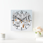 Arktische Füchse - Winterlandschaft Quadratische Wanduhr (Zuhause)