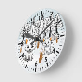Arktische Füchse - Winterlandschaft Runde Wanduhr (Winkel)