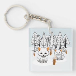 Arktische Füchse - Winterlandschaft Schlüsselanhänger