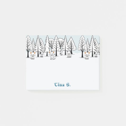 Arktische Füchse - Winterlandschaft - Schneeflocke Post-it Klebezettel (Vorderseite)