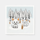 Arktische Füchse - Winterlandschaft Serviette (Vorderseite)