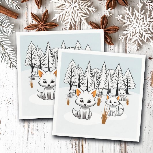 Arktische Füchse - Winterlandschaft Serviette