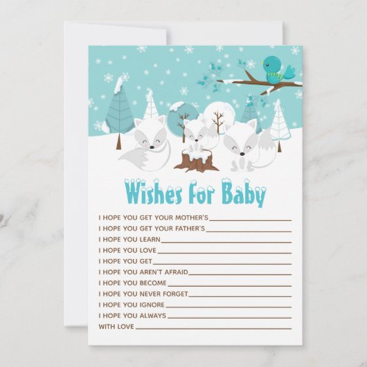 Arktische Füchse Winterwonderland wünscht sich für Einladung (Vorderseite)