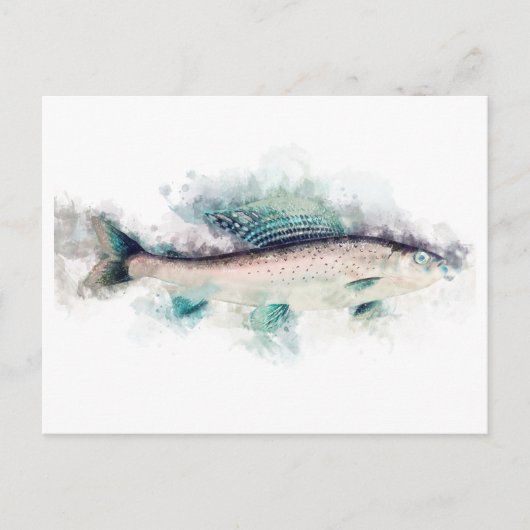 Arktische Graylation (Thymallus arcticus) Lachs Ku Postkarte (Vorderseite)