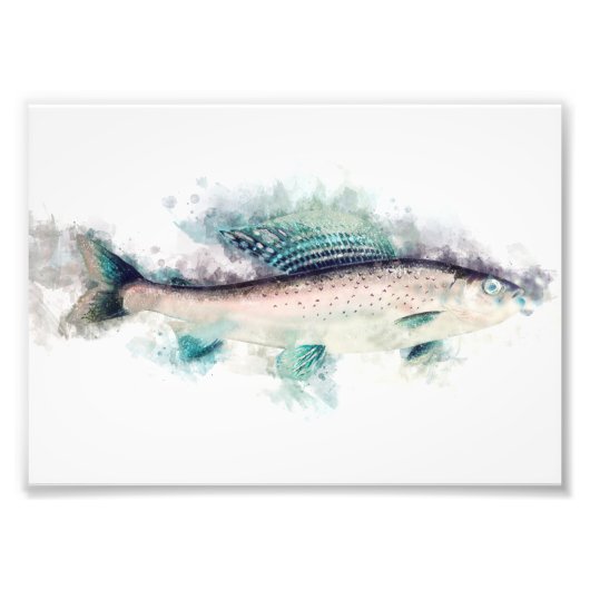 Arktische Grayling Aquarelle Angeln Fotodruck (Vorne)