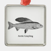 Arktische Grayling-Logo (Line Art) Ornament Aus Metall (Vorne)