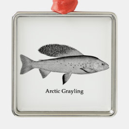 Arktische Grayling-Logo (Line Art) Ornament Aus Metall