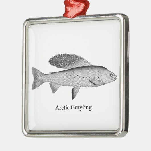 Arktische Grayling-Logo (Line Art) Ornament Aus Metall (Links)