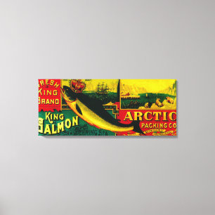Arktische Lachse können LabelNushagak, AK Leinwanddruck